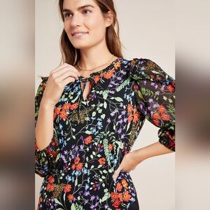 Maeve By Anthropologie Jacquin Peasant Blouse Size L 94% Viscose